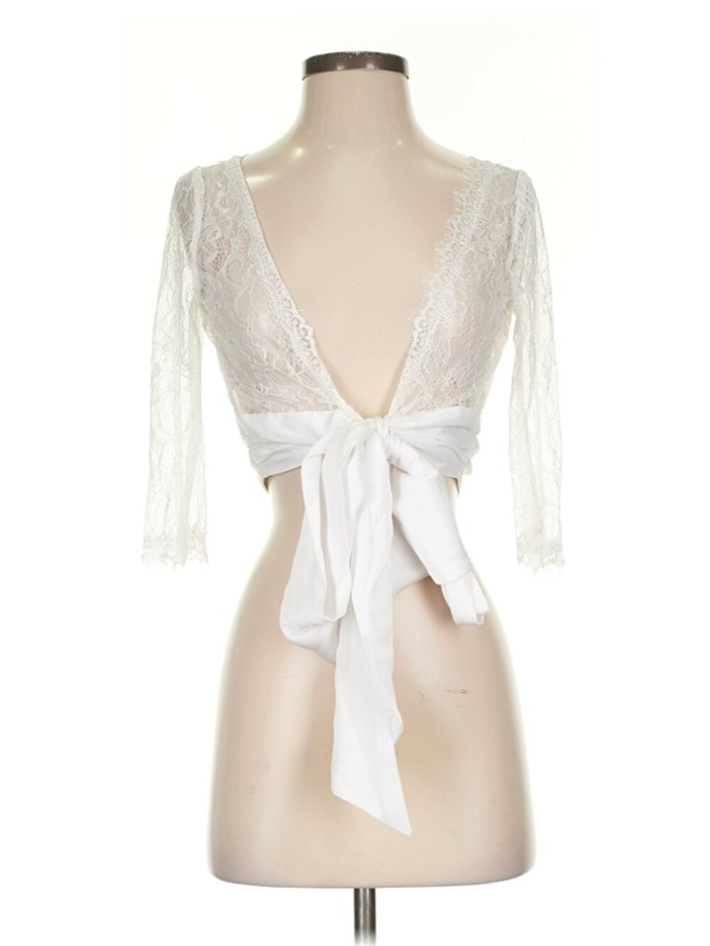 Jenny Yoo Small White Lace Bow Topper